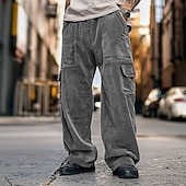 abordables Pantalons Cargo-Homme Pantalons Cargo Pantalon cargo Pantalon en velours côtelé Avec Poches Boutons tissé Couleur Unie Uni Doux Respirant Longueur complète Formel Bureau Travail Vacances Élégant Noir Marron
