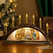 billiga inomhus julbelysning-1 st 50,4 * 30 cm jul religiös LED elektronisk ljusljus skrivbordsdekorativ lampa pendellampa AAA-batteri USB-driven dubbelfunktionell fjärrkontroll