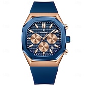 olcso Quartz órák-poedagar üzleti karóra férfiaknak vízálló, világító kronográf dátum férfi karóra szilikon szíjas kvarc férfi karóra 893