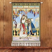 billiga Gobelänger-Skönhet Uyghur etnisk stil väggtapet konstnärlig bakgrundsdekoration boho hängande konst för sovrum vardagsrum eller café