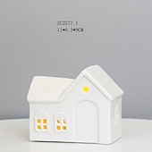abordables 123496-Veilleuse LED électronique creuse en céramique blanche pour Noël, luminaire décoratif d&#039;intérieur, idéal pour un salon, une chambre à coucher, une cuisine, un bureau ou un bureau, avec 3 piles LR44