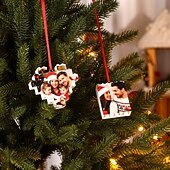 cheap Christmas-Personalized Photo Puzzle Christmas Ornament Custom Xmas Memory Photo Ball Hanging Pendant, Unique Keepsake Gift for Christmas Tree Decoration