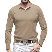 levne Pánské klasické polo-Pánské Golfová košile Golfové polokošile Ležérní Práce Klopa Dlouhý rukáv Základní Moderní Bez vzoru Knoflíky Jaro Podzim Běžný Černá Bílá Trávová zelená Růžová Světle modrá Šedá Golfová košile