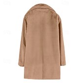 preiswerte Felle &amp; Leder-Damen Mantel Kunstpelzmantel Warm Bequem Tasche Lässig Einfach Urlaub Straße Lässig Alltagskleidung Lang Umlegekragen Normale Passform Langarm Oberbekleidung Blau Braun Khaki Herbst Winter