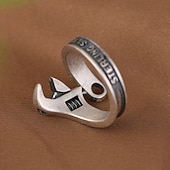 رخيصةأون الهدايا-خاتم مفتاح ربط عتيق للرجال، خاتم مفتوح قابل للتعديل على طراز البانك الرجعي، مجوهرات بتصميم مفتاح ربط ريفي لراكبي الدراجات النارية وإكسسوارات الموضة