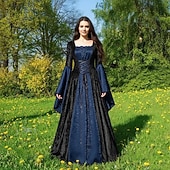 זול שמלה-רטרו\וינטאג' ימי הביניים רנסנס שמלות תחפושת מפוארת ויקינג אביר קלטי תחפושות בגדי ריקוד נשים קלטי האלווין (ליל כל הקדושים) קרנבל הצגה LARP רן פייר מבוגרים שמלה