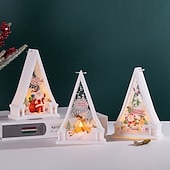 abordables lumières de Noël intérieures-1 pièce 15,5 * 10,8 cm Noël LED électronique bougie lumière rétro vent lumière intérieure et extérieure fête bureau ornement lumière lanterne suspendue décoration de Noël accessoire ag10 * 3 piles