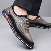 baratos Sapatos Casuais com Cadarço-Tênis confortáveis masculinos de couro sintético marrom – calçados antiderrapantes e acolchoados para atividades ao ar livre, para caminhadas, trabalho e uso diário