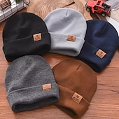 お買い得  ビーニーハット-男性用 男女兼用 ビーニー・ハット 冬の帽子 つばなし帽 骷髅头毛线帽 ニット帽 ブラック ルビーレッド アクリル繊維 ニット 居心地の良い デイリーウェア お出かけ 単色/無地 ウォーム