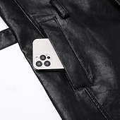 economico Trench da uomo-Per uomo Trench in finta pelle Cappotto da marinaio Trench Vacanza Quotidiano Primavera Autunno PU Antivento Capispalla Abbigliamento Moda Classico Semplice Tasca Bavero Monopetto