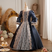 preiswerte Kleider-Rokoko Viktorianisch Steampunk Maxi Partykostüm Zubehör Glockenärmel Prinzessin Schleife Retro Ballkleid Spitzkragen Kostüm Mädchen königlich Weihnachten Halloween Karneval Maskerade Hochzeitsfeier