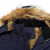 cheap Men&#039;s Downs &amp; Parkas-Men&#039;s Winter Coat Fleece Jacket Parka Pocket Fleece Polyster Vacation Daily Wear Date Regular Fashion Casual Comfortable Thermal Warm Fall Winter Solid / Plain Color Black Khaki Dark Blue Puffer