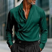 economico Camicie in raso da uomo-Per uomo Camicia Camicia in raso Camicia elegante Camicia casual Camicia con Bottoni Camicia da Ballo Semplice Formale Matrimonio Bianco Vino Blu reale Oro Manica Lunga Scollo a V Tutte le stagioni