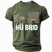  Maglietta Grafica Divertente HÜ BRID Carrozza di Cavallo per Uomini - Gioco di Parole Pun a Maniche Corte