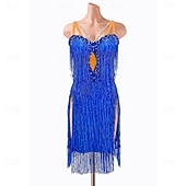 Latin Dance Dress Tassel Crystals / Rhinestones Women's Performance Training Sleeveless High Spandex4
