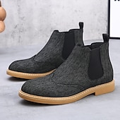 abordables Bottes de Chelsea-Bottines Chelsea grises pour hommes avec détails brogue à bout d&#039;aile, style vintage élégant pour les mariages, le travail et les occasions semi-formelles