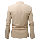 economico Giubbotti Casual-Per uomo Giacca di lino Formale Casa Bottoni Minimalista Primavera &amp; Autunno Autunno Tutte le stagioni Tinta unica Attivo Vintage Colletto a Camicia Regolare Blu marino Verde Cachi Azzurro Giacca