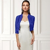economico impacchi per gli invitati al matrimonio-Wrap Bolero da Donna Scialle della Madre Cappotti  Giacche di Base Elegante a Manica 3/4 Wrap in Chiffon per Ospiti ai Matrimoni con Colore Puro per Festa Serale in Primavera e Estate per fare colpo