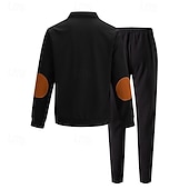 billige grunnleggende sweatsuits-Herre Genser Joggedress Antrekkssett Høy krage utendørs Daglig Sport Snorer Lomme Fargeblokk Svart Hvit Kongeblå Polyester Sportsklær Mote Gatemote Vår