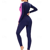 お買い得  ワンピースラッシュガード-女性用 ラッシュガード 全身水着 ダイブスキンスーツ パッチワーク UPF50+ 速乾性 高弾性 長袖 スイムウェア サーフィン 潜水 シュノーケリング 夏
