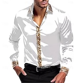 economico Camicie in raso da uomo-Per uomo Camicia Come la seta Camicia in raso Camicia elegante Camicia casual Camicia con Bottoni Semplice Formale Matrimonio Nero Bianco Rosso Blu Manica Lunga Bavero Tutte le stagioni Abbigliamento