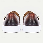abordables Chaussures de Costume Classiques-Mocassins en cuir véritable à motif crocodile pour homme avec double boucle – chaussures habillées de luxe à enfiler pour les affaires, les mariages et les occasions formelles