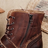 abordables Bottes en cuir haut de gamme-Bottes de motard rétro en cuir marron pour homme – Bottes de moto montantes faites à la main avec des accents de boucle pour le punk, le gothique et le streetwear décontracté