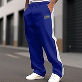 preiswerte Sweatpants-Herren Jogginghose Jogginghose mit weitem Bein Hose Freizeithose Elastischer Bund Gerader Schnitt Farbblock Nationalflagge Atmungsaktiv Volle Länge Outdoor Lässig Täglich Mode Streetwear Schwarz