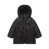 economico Giacca in piuma e parka per ragazze-Bambini Ragazze Cappotto in Piuma Giacca Imbottita Tinta unica Moda Tasca Scuola Cappotto Capispalla 4-12 Anni Autunno Nero Rosso Viola