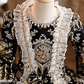 preiswerte Kleider-Rokoko Steampunk schick Maxi Partykostüm Zubehör Glockenärmel Prinzessin Schleife Retro Ballkleid Spitzkragen Kostüm Mädchen königlich Weihnachten Halloween Karneval Maskerade Hochzeitsfeier Festival