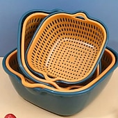 economico Utensili e gadget da cucina-Confezione da 6 cestelli scolapasta a doppio strato – cestelli scolapasta in plastica riutilizzabili per lavare frutta e verdura, utensili da cucina, accessori da cucina per la casa