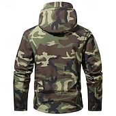 billiga Sportjacka-Herr Utomhusjacka Softshelljacka Vandringsjacka Semester Dagligen Vindtät Vattenfast Ficka Höst Vinter Kamuflasje Mode Klassisk Huva Normal Mörkgrå Svart Ljusgrön Blå Mörkgrön Jacka