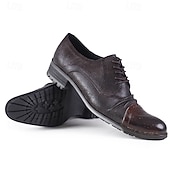 economico Scarpe Eleganti Classiche-scarpe eleganti da uomo in vera pelle, modello Oxford – scarpe formali da lavoro con lacci, stile brogue vintage, per ufficio, matrimoni ed eventi serali