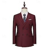 abordables Blazers Classiques pour Hommes-Homme Blazer Affaires Cocktail Fête de mariage Mode Occasionnel Printemps Automne Polyester Uni Avec Poches Boutons Confortable Double Boutonnage veste Noir Blanche Jaune Rose Claire