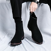 economico Stivali Chelsea-stivaletti chelsea da uomo in pelle scamosciata marrone con pannelli laterali elastici, stile casual alla caviglia per gentiluomini, ideali per outfit autunnali, abbigliamento quotidiano e riunioni del fine settimana