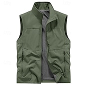 preiswerte Herren Angelweste-Herren Outdoor-Weste Weste Angelweste Outdoor Täglich Mode Lässig Frühling Herbst Tasche Polyester Bequem Einfach Reisverschluss Stehkragen Normale Passform Schwarz Rote Khaki Armeegrün Weste