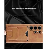 Χαμηλού Κόστους Samsung Θήκη-τηλέφωνο tok Για Samsung Galaxy S25 S24 S23 S22 Plus Ultra Α56 A16 A55 5G A15 Α54 Πίσω Κάλυμμα με βάση στήριξης Υποδοχή κάρτας Ανθεκτική σε πτώσεις Ρετρό TPU PU δέρμα