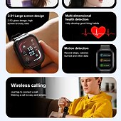cheap Smartwatch-TWSD12 Smart Watch 2.01 inch Smartwatch Fitness Running Watch Bluetooth Temperature Monitoring Activity Tracker Sedentary Reminder Compatible with Android iOS Women Men Long Standby Hands-Free Calls