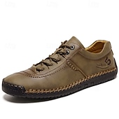 cheap Casual Lace-Up Shoes-Men's Brown Lace-Up Casual Shoes with Stitched Detailing, Comfortable Design for Daily Wear, Outdoor Adventures and Weekend Getaways