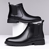 abordables Bottes de Chelsea-Homme Bottes Rétro Marche ancien Quotidien Cuir PU Confortable Bottes Mi-Mollet Mocassin Brun foncé Noir Printemps Automne