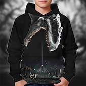 billiga Pojkes Halloween kostymer-Halloween Pojkar 3D Dinosaurie Huvtröja Långärmad Vår Höst Mode Streetwear Barn 4-12 år Huva Utomhus Ledigt Dagligen Normal