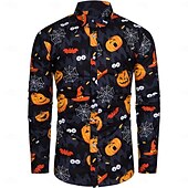 cheap Shirts-Halloween Pumpkin Blouse / Shirt Button Down Shirt Print For Men&#039;s Adults&#039; Halloween Carnival Masquerade 3D Print Party Halloween