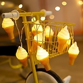 お買い得  電池式-アイスクリーム 3D ランプ フェアリー ストリング ライト ガーランド LED ストリング ライト 屋外 子供のパーティー 装飾 寝室