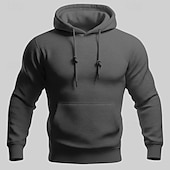 levne pánské základní mikiny s kapucí-Pánské Kapuce Černá Bílá Žlutá Světlá růžová Fialová Kapuce Bez vzoru Kapsy Sporty a outdoor Denní Dovolená Polyester Šik ven Základní Na běžné nošení Jaro Podzim Oblečení Mikiny s kapucí Mikiny
