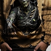 billiga Pojkes Halloween kostymer-Halloween Pojkar 3D Dödskalle Huvtröja Långärmad Vår Höst Mode Streetwear Barn 4-12 år Huva Utomhus Ledigt Dagligen Normal