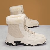 baratos Inverno e botas de neve-Botas de neve masculinas acolchoadas à prova d'água com gola de pele, calçados casuais quentes para caminhada ao ar livre no inverno