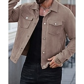 abordables Vestes en Suède Synthétique-Homme Veste Légère Veste en faux suède Veste Décontractée Vacances Quotidien Respirant Avec Poches Printemps Automne Uni Mode Classique Revers Court Chameau Noir Rouge bleu marine Veste