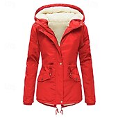 ieftine Parka de iarnă-Pentru femei Palton de iarnă Sacou Comfortabil Respirabil Fermoar Buzunar Casual Simplu Vacanță Stradă Casual Purtare Zilnică Fermoar Scurt Regulat Capișon Fit regulat Manșon Lung Îmbrăcăminte