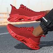cheap Men&#039;s Sneakers-Men&#039;s Red Fashion Sneakers – Breathable Lace-Up Sport Shoes with Modern Sole Design for Running, Gym, Streetwear and Casual Weekend Outfits