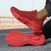 cheap Men&#039;s Sneakers-Men&#039;s Red Fashion Sneakers – Breathable Lace-Up Sport Shoes with Modern Sole Design for Running, Gym, Streetwear and Casual Weekend Outfits